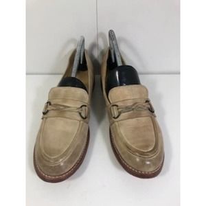 Bed Stu Leather Cushioned Reina Classic Penny Loafer Style Flat Cream US 9.5